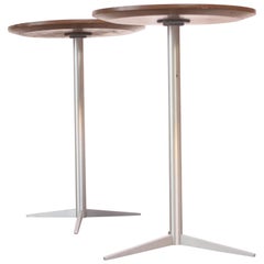 Pair of Brushed Aluminum Thonet Drink Tables