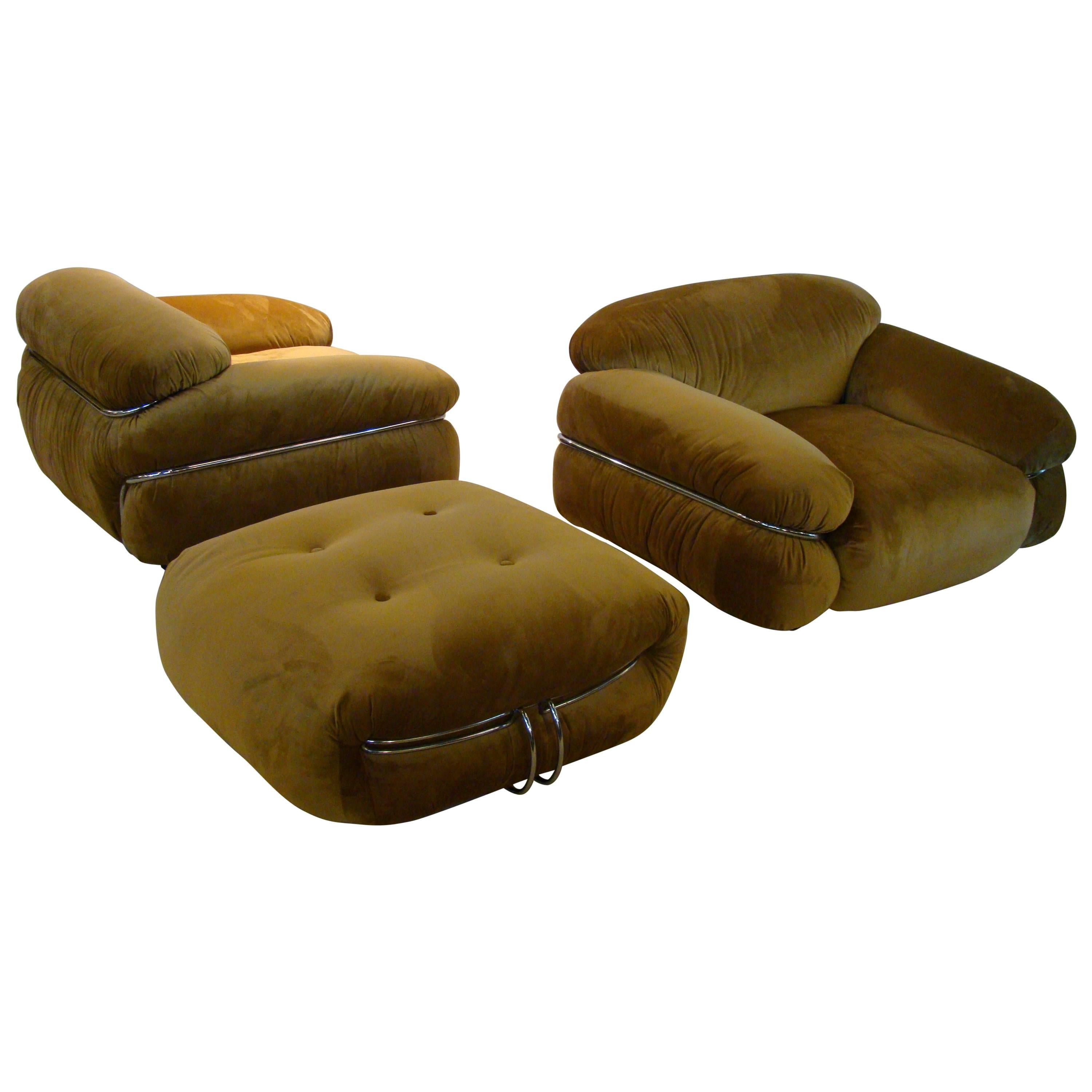 Gianfranco Frattini and Tobia Scarpa Three-Piece Lounge Set for Cassina, Italy