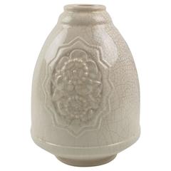 Art Deco Crackle Glaze Ceramic Vase by St. Clement, France, circa 1930s 5
