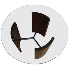 Vladimir Kagan Chrome Walnut and Glass Radius Table  SATURDAY SALE