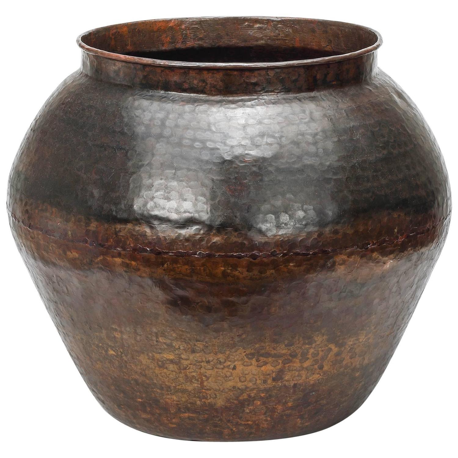 Large HandHammered Copper Pot For Sale at 1stdibs