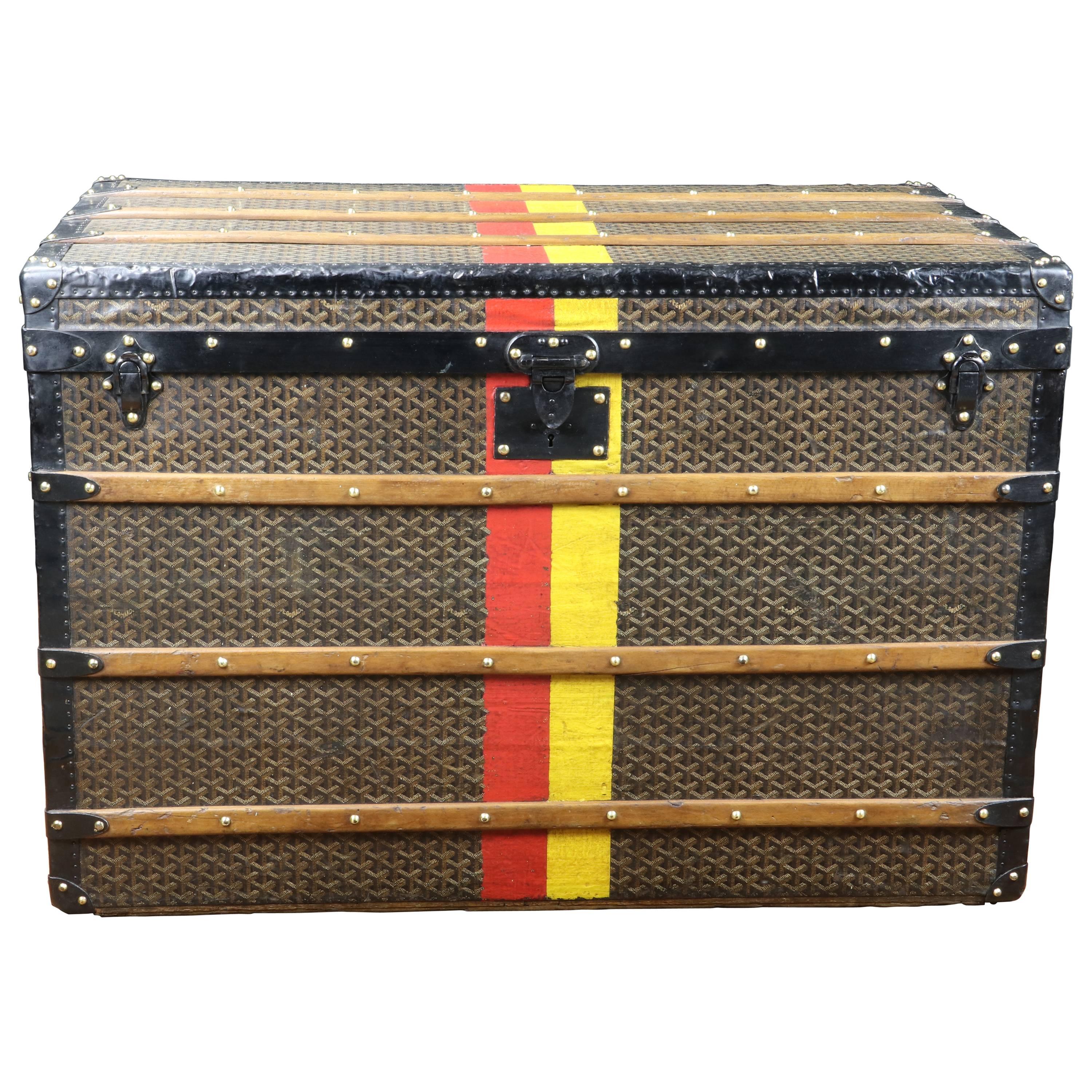 1920s Goyard Steamer Trunk/ Malle Courrier Goyard