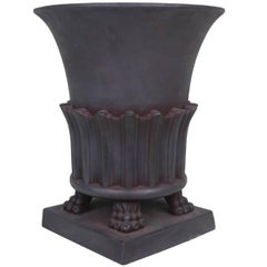 Greco-Roman Style Large Urn Vase- circa 1950-Terra Cotta Matte Black Patina 