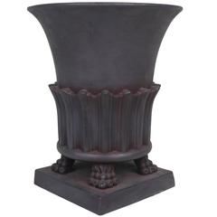 Large Black Greco-Roman Style Terra cotta Classic Urn 1950s 11