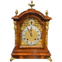 Walnut and Ormolu Cased Edwardian Period Antique Mantel Clock