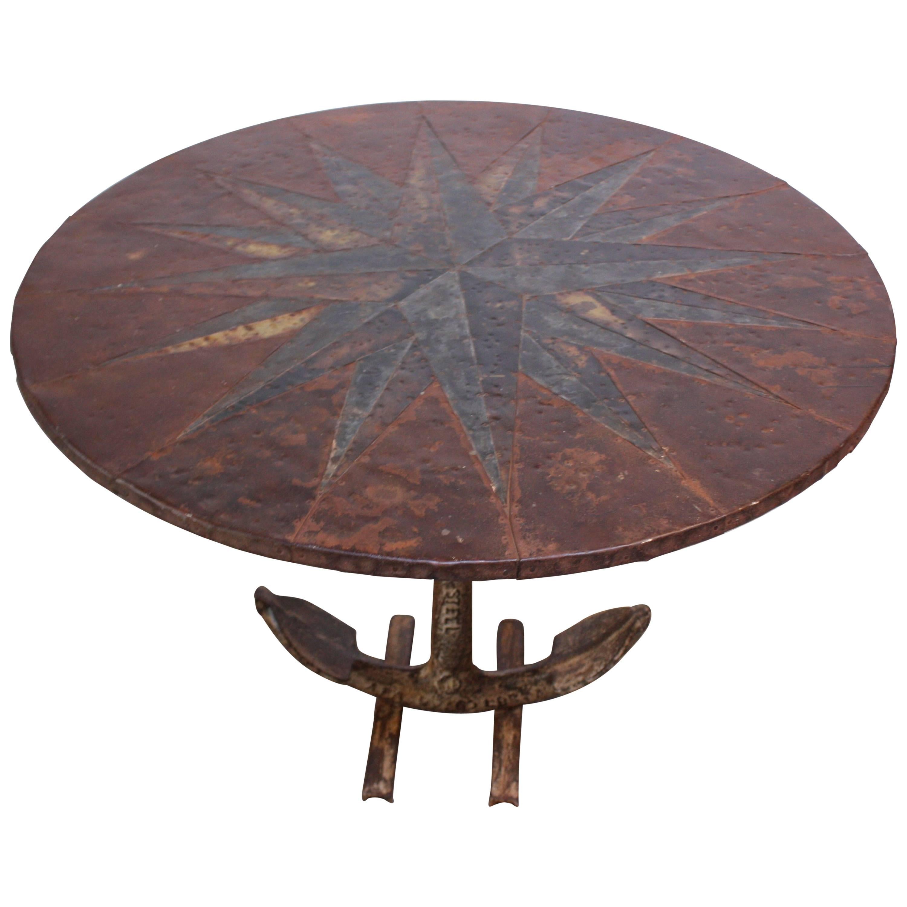 Mid-20th Century Mixed-Metal Nautical 'Anchor' Dining Table For Sale