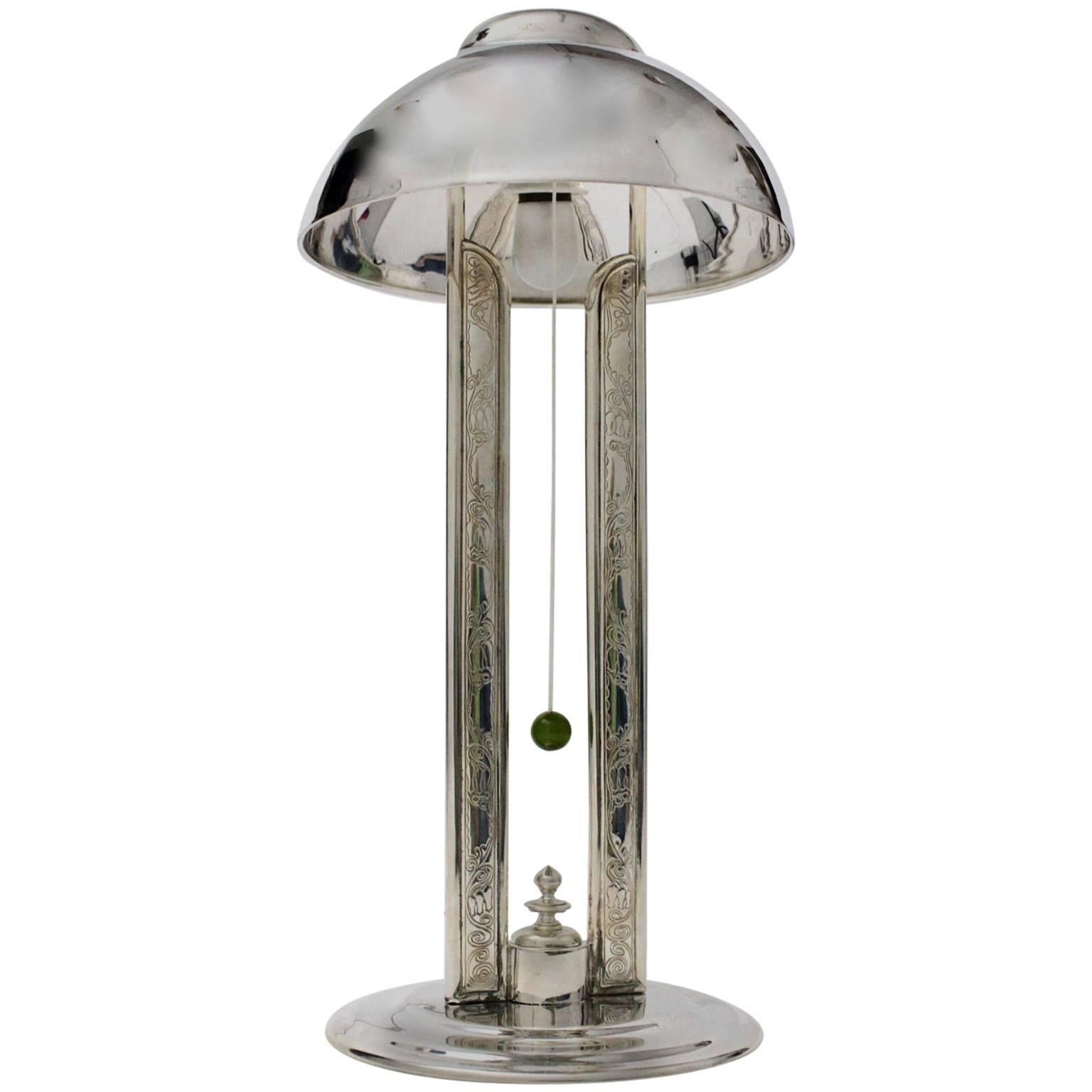 Art Deco Vintage Silver Plated Table Lamp, France, 1920s For Sale