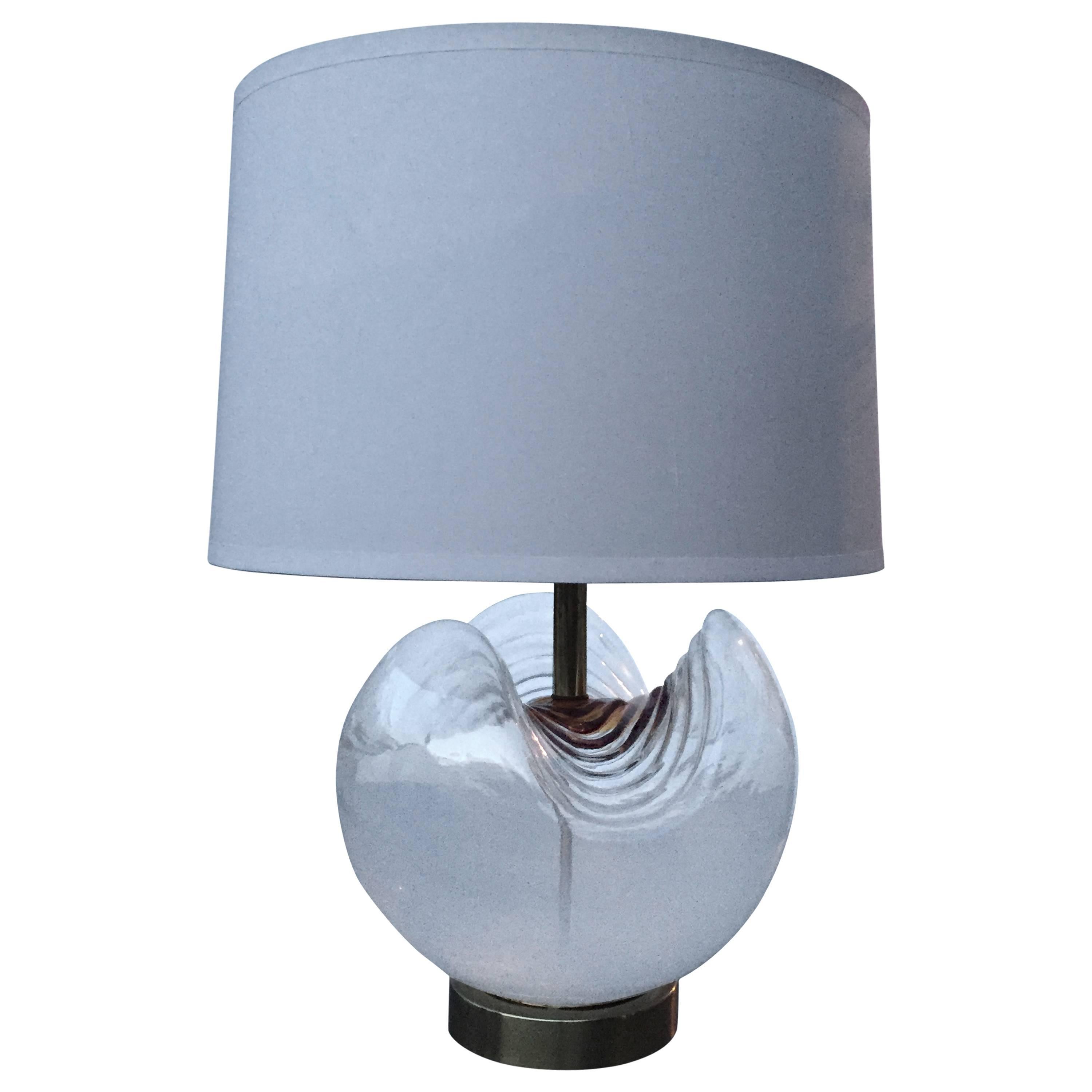 Three-Tone Small Glass Table Lamp For Sale