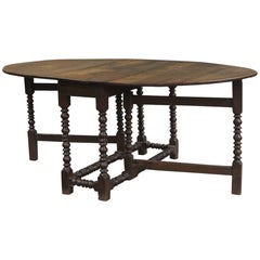 Antique Large 18th Century English Oak Oval Gateleg Dining Table