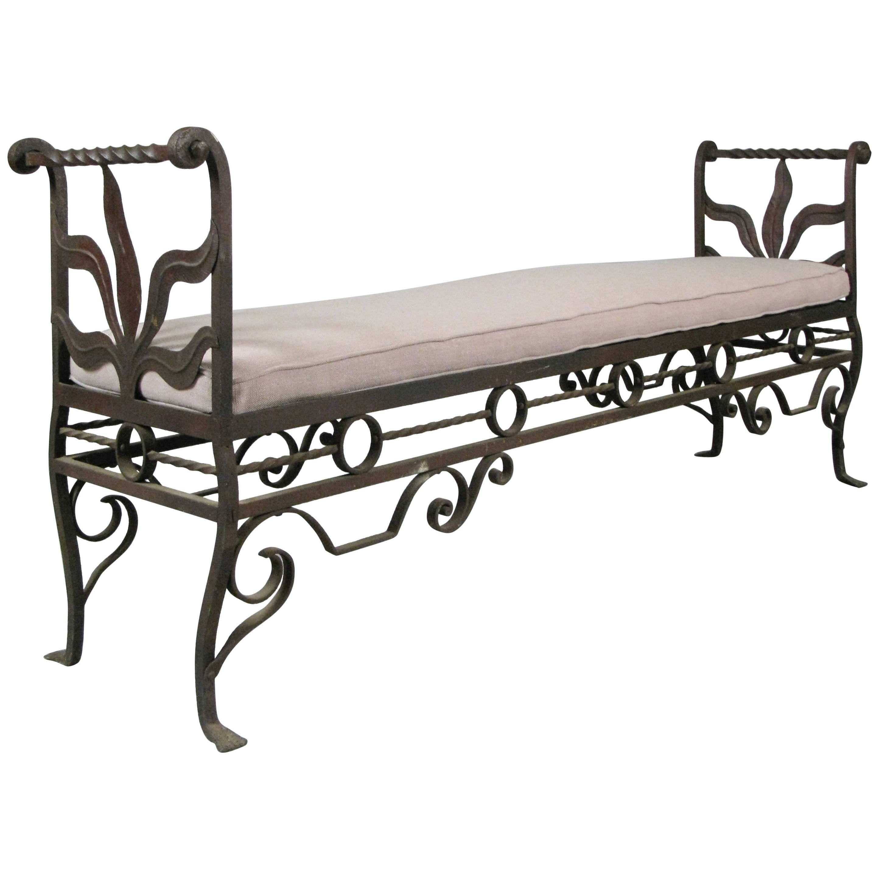 Antique 1920s Wrought Iron Bench