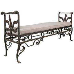 Antique 1920s Wrought Iron Bench
