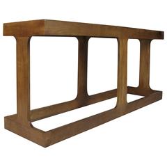 Vintage 1960s Walnut and Glass Console Table by Milo Baughman