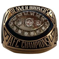 1989 Denver Broncos AFC Championship Super Bowl Players Ring, Gold Diamonds NFL