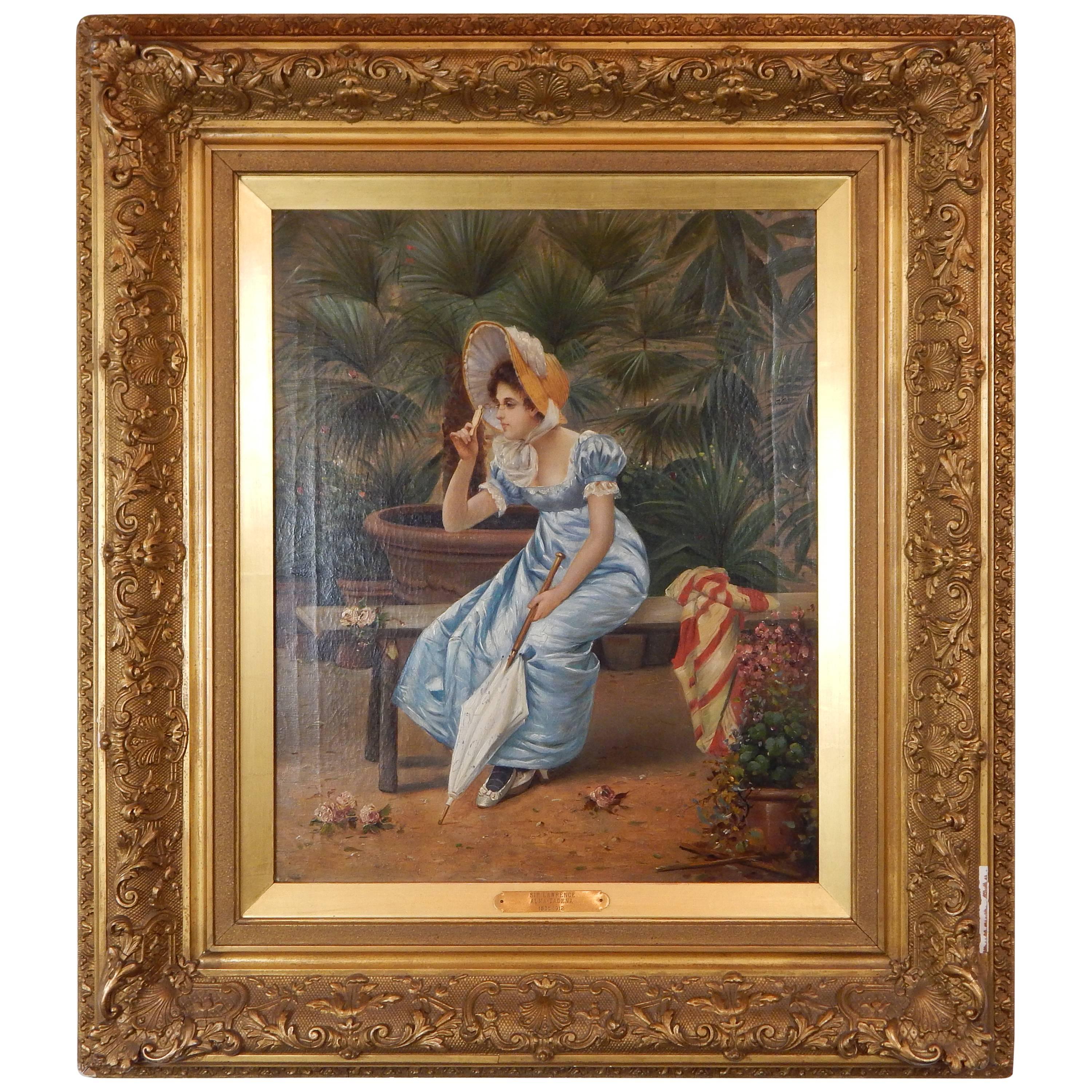 Excellent Quality 19th Century Oil Painting of a Pretty Woman For Sale