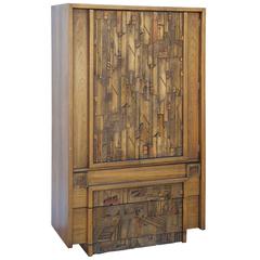Carved Brutalist Armoire by Lane 7