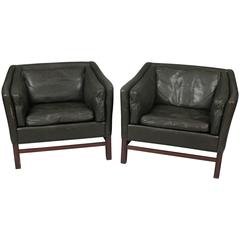 Pair of Vintage Danish Leather Lounge Chairs by Grandt