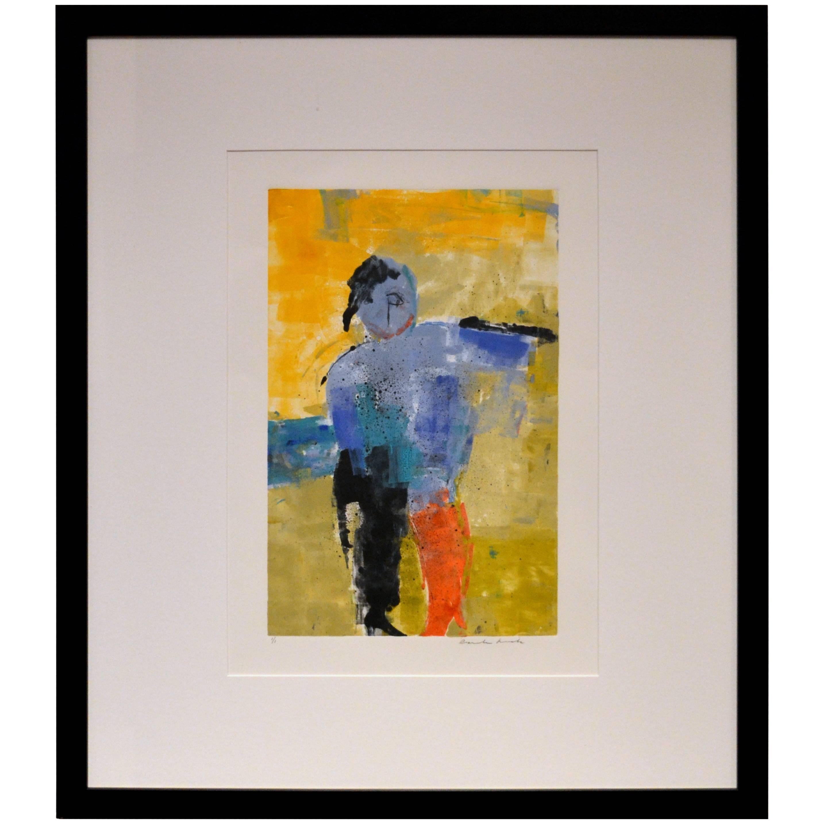 Abstract Figurative Monoprint by Carole Hicks For Sale