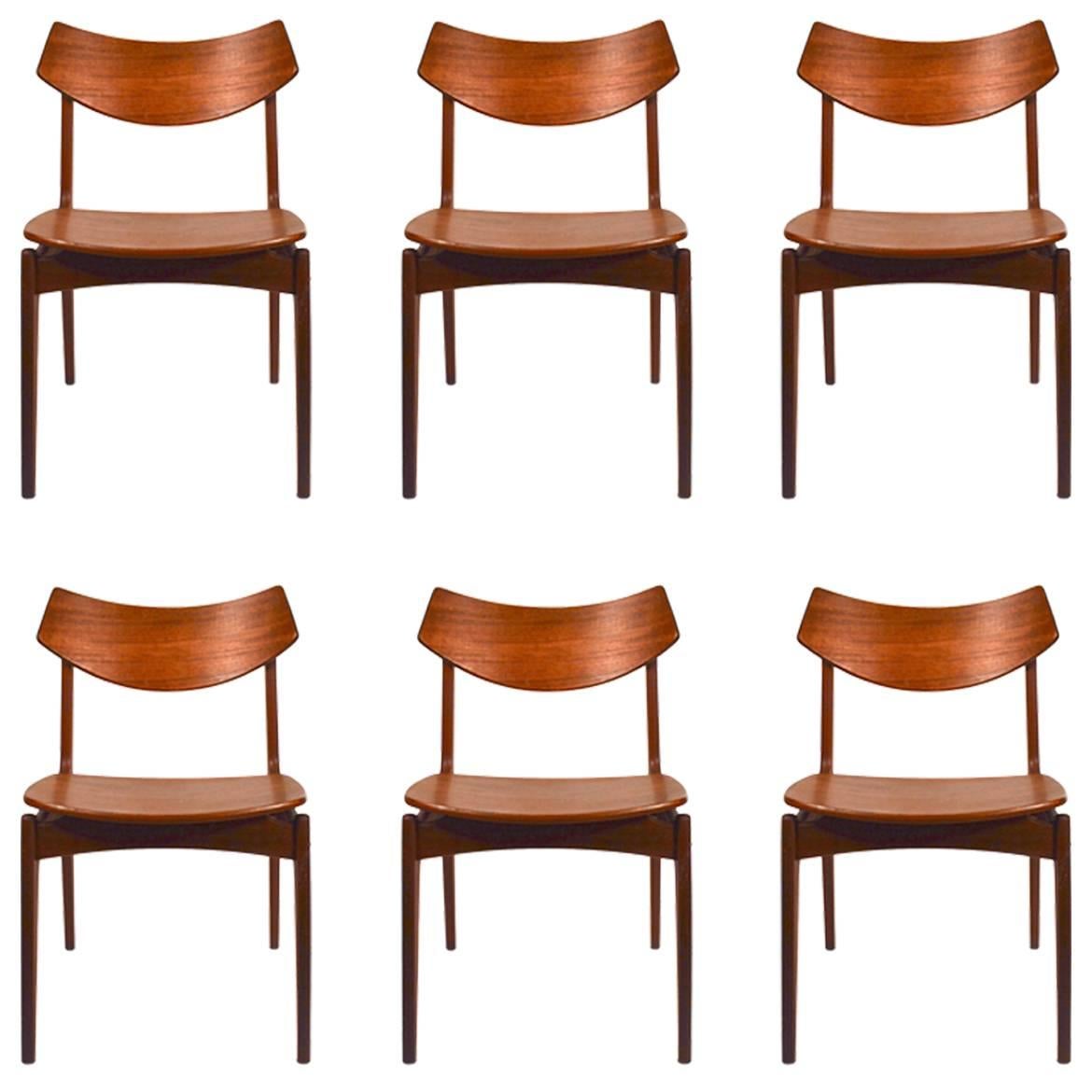 Six Eric Buck for Madsen Teak Dining Chairs