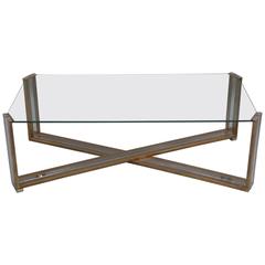 1960s Brass and Polished Metal Coffee Table