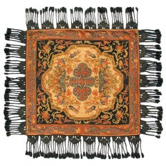 Antique Italian Tapestry with Central Medallion and Fringe