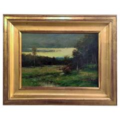 Vintage Oil on Canvas Landscape in Gilt Frame