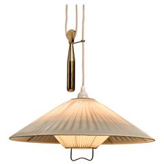 Wonderful Pleated Pendant with Brass Counterweight, Finland, 1950s