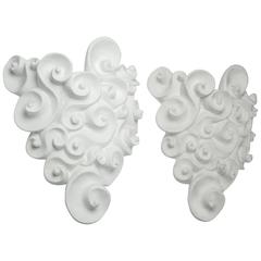 Pair of White Plaster Sconces by Jean Boggio for Les Héritiers, France, 1990s 4