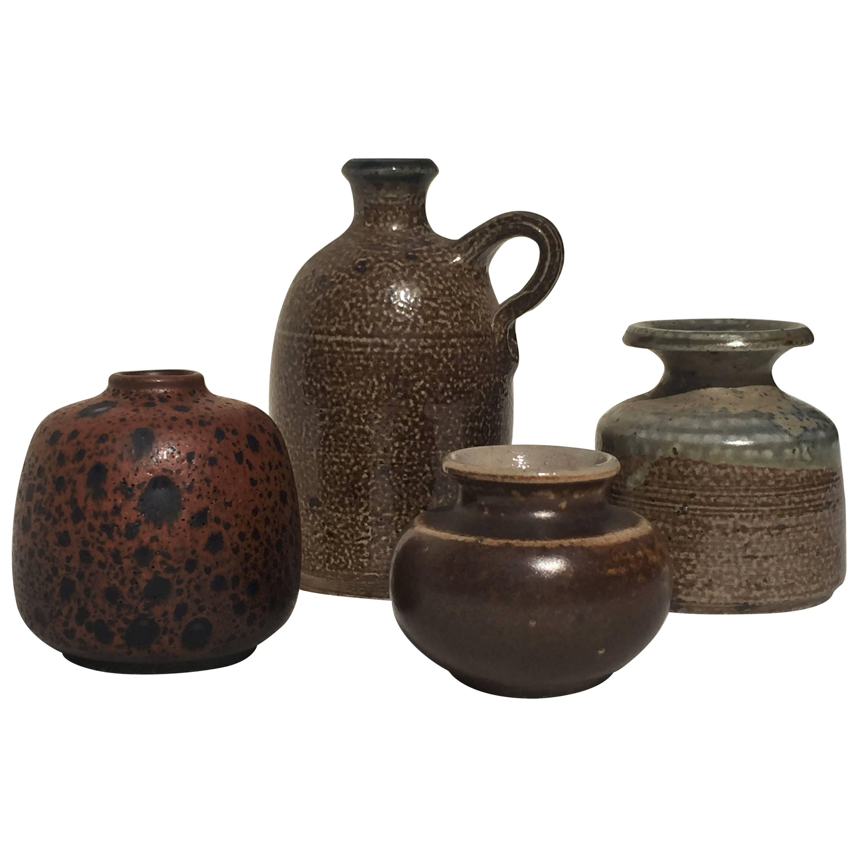 Four Miniature Ceramical Vases, Art Pottery by Assenmacher, Germany, Set #5 For Sale