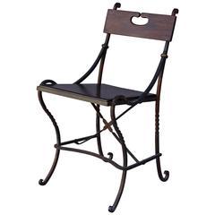 Beautiful Spanish Revival Iron and Walnut Side Chair