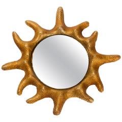 Gilt Bronze Sun Mirror by Stéphane Galerneau for Fondica, France, 1995