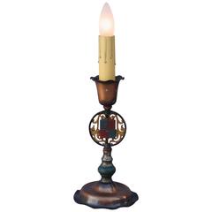 1920s Spanish Revival Table Lamp with Crest Motif