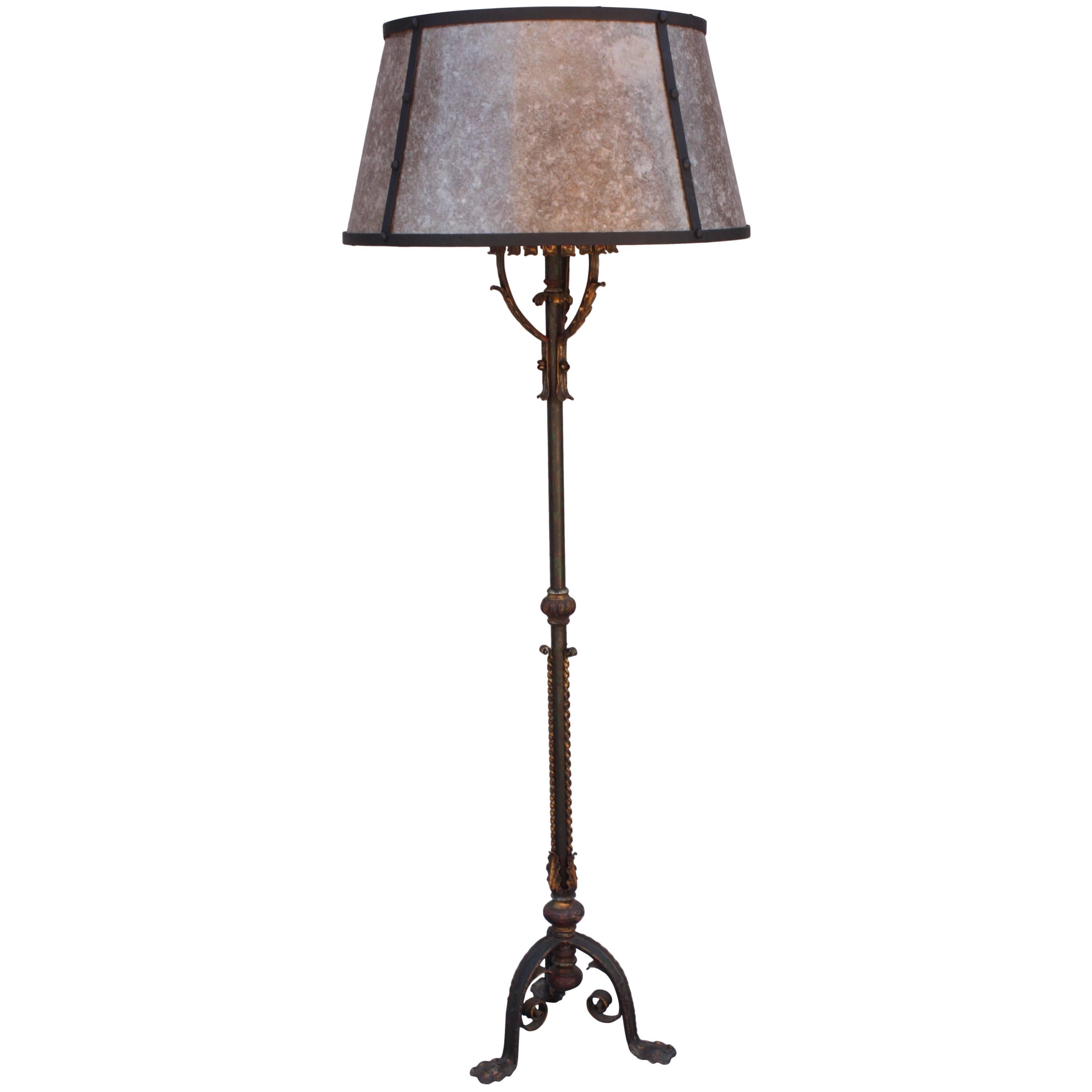 1920s Floor Lamp with Mica Shade