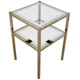 French Brass Mirrored Side Table