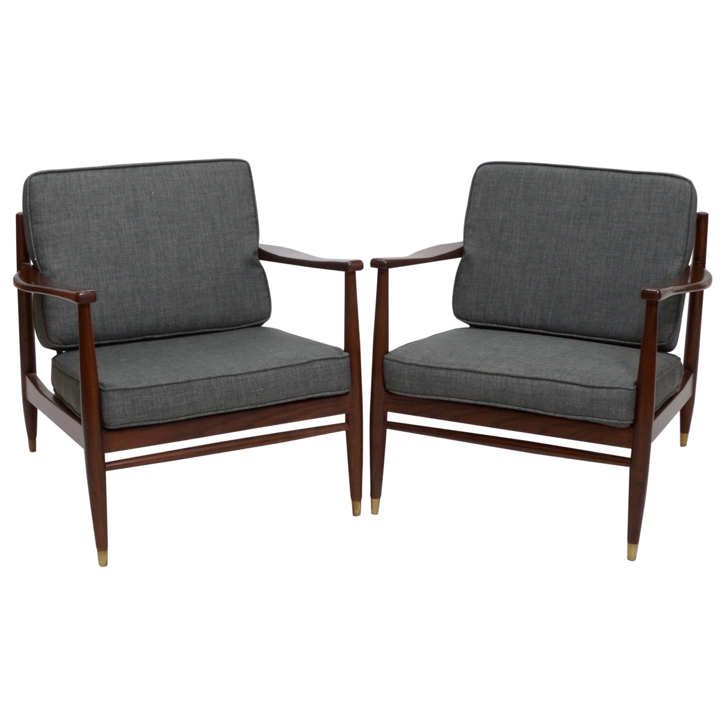 Pair of American Modern Armchairs in the Style of Grete Jalk