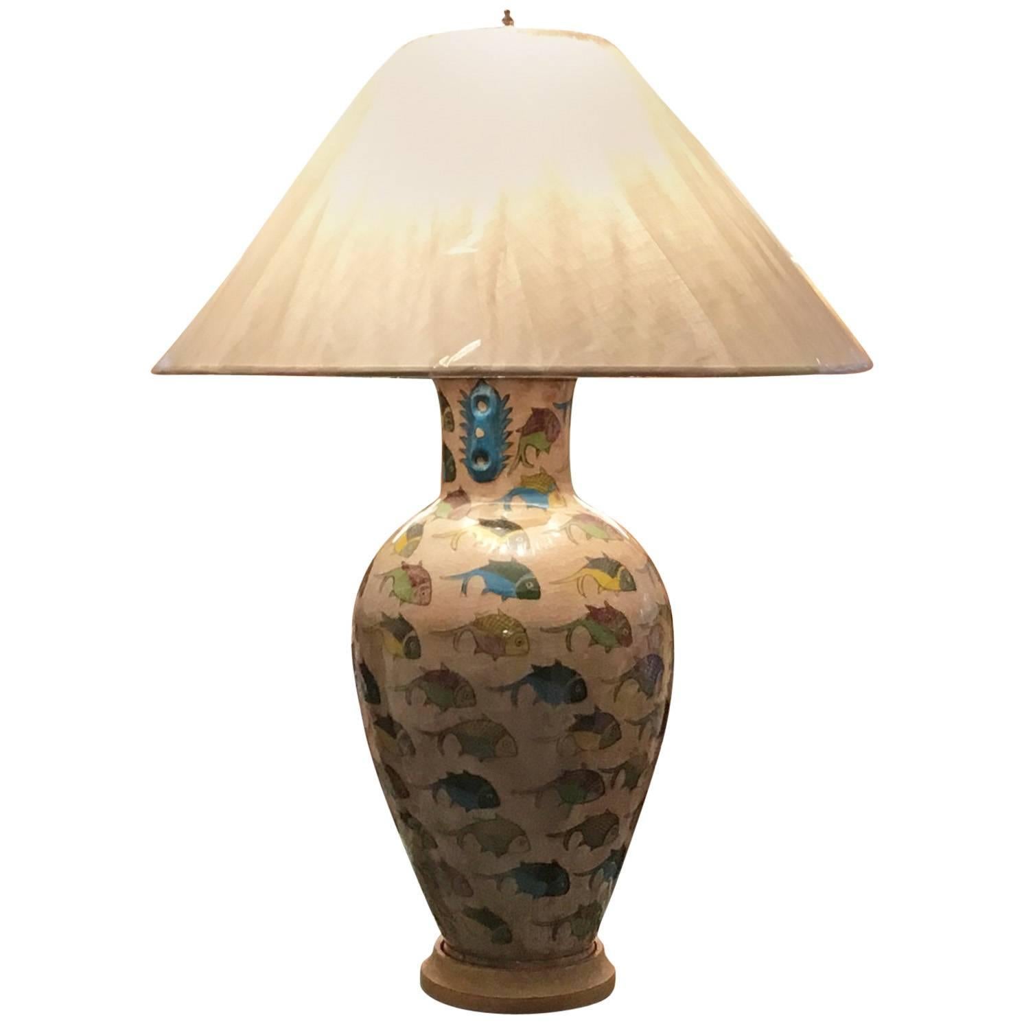 Antique Persian Ceramic Table Lamp