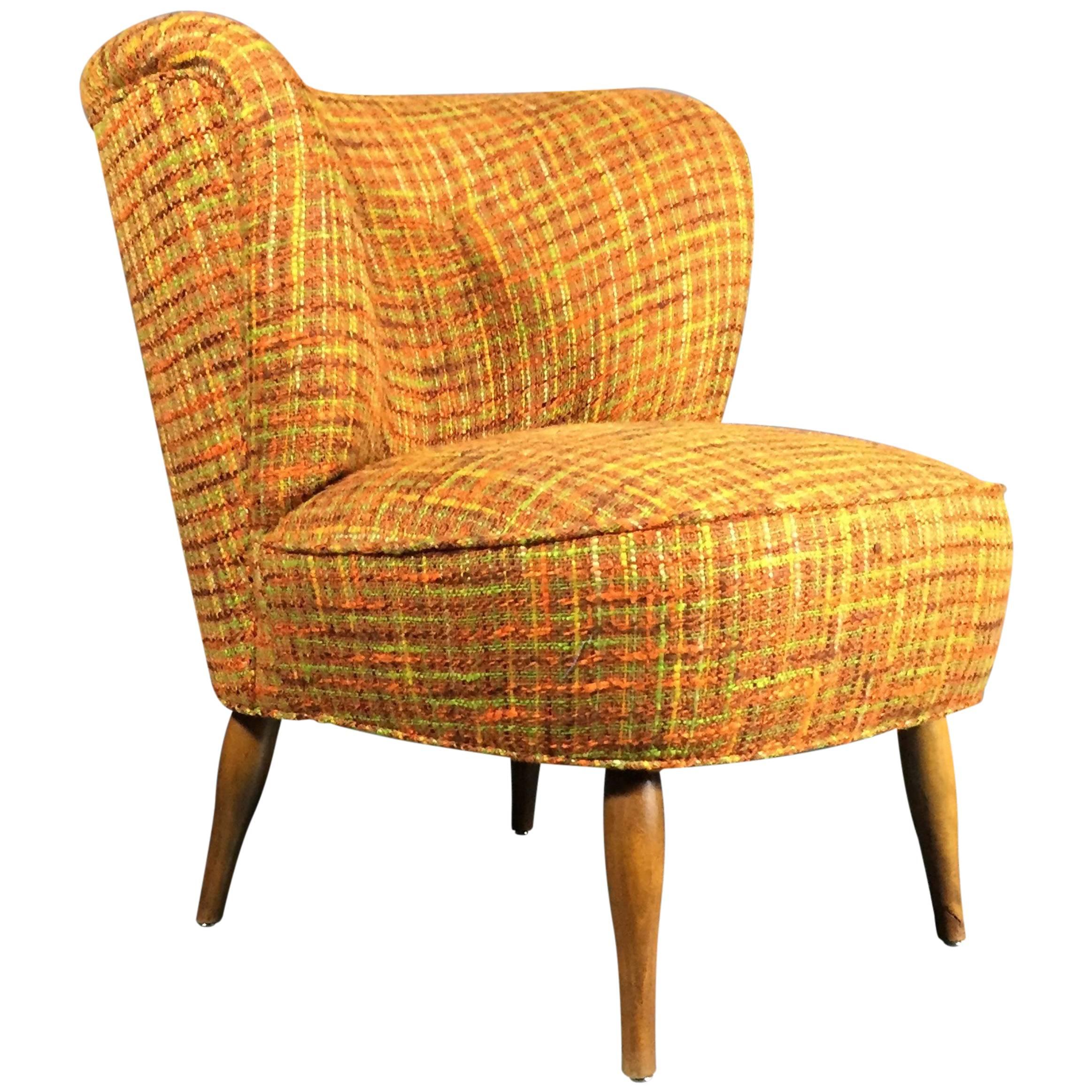 Danish Easy Chair, circa 1950s with Vintage Boucle Fabric