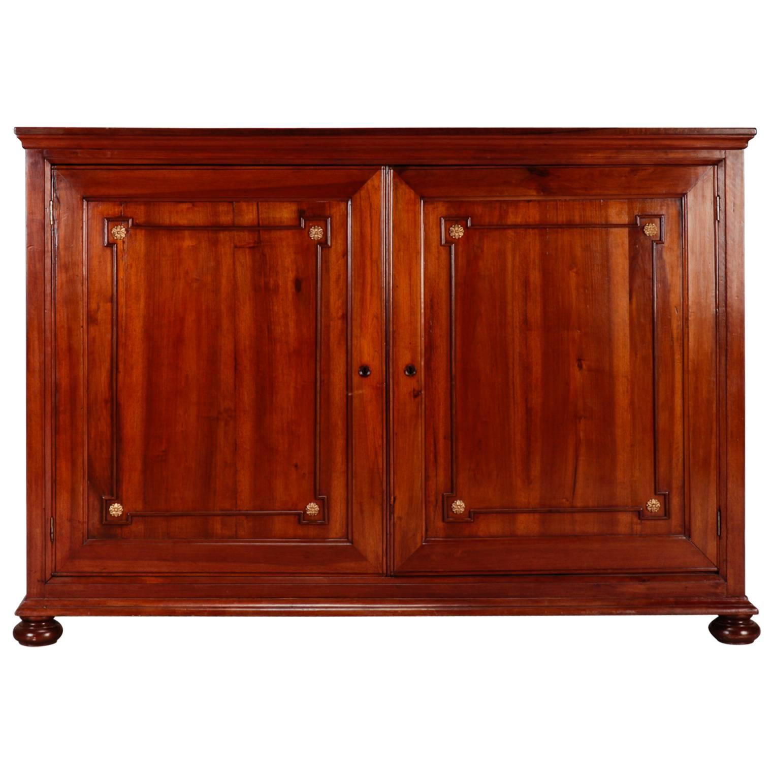 19th Century Italian Tall Walnut Two-Door Shallow Wall Cabinet