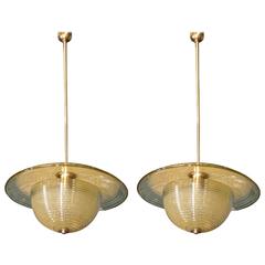 Pair of Barovier and Toso Modernist Hanging Fixtures
