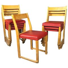Sven Markelius Birch Stacking Chairs for Bodafors Sweden, Designed 1931