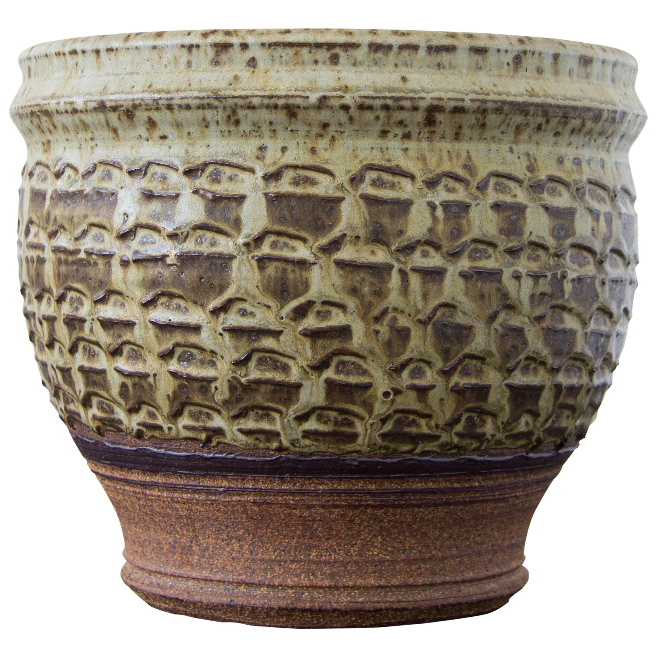Textured Stoneware Garden Pot