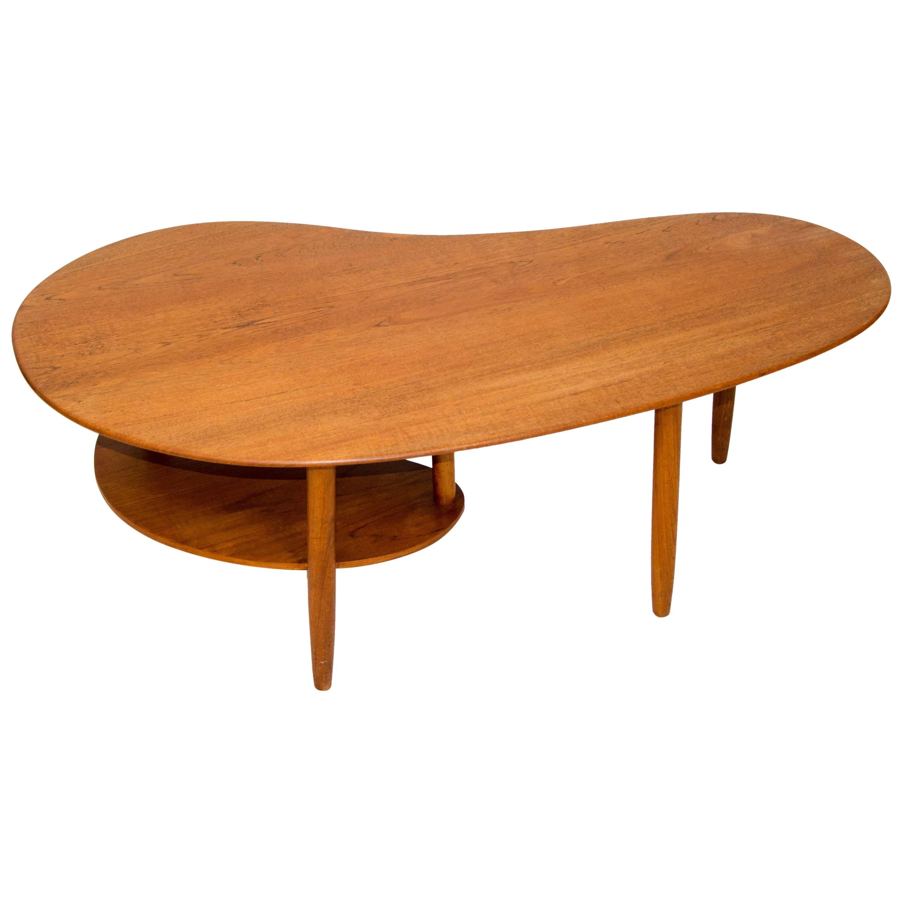 Danish Teak Kidney Shaped Coffee or Cocktail Table