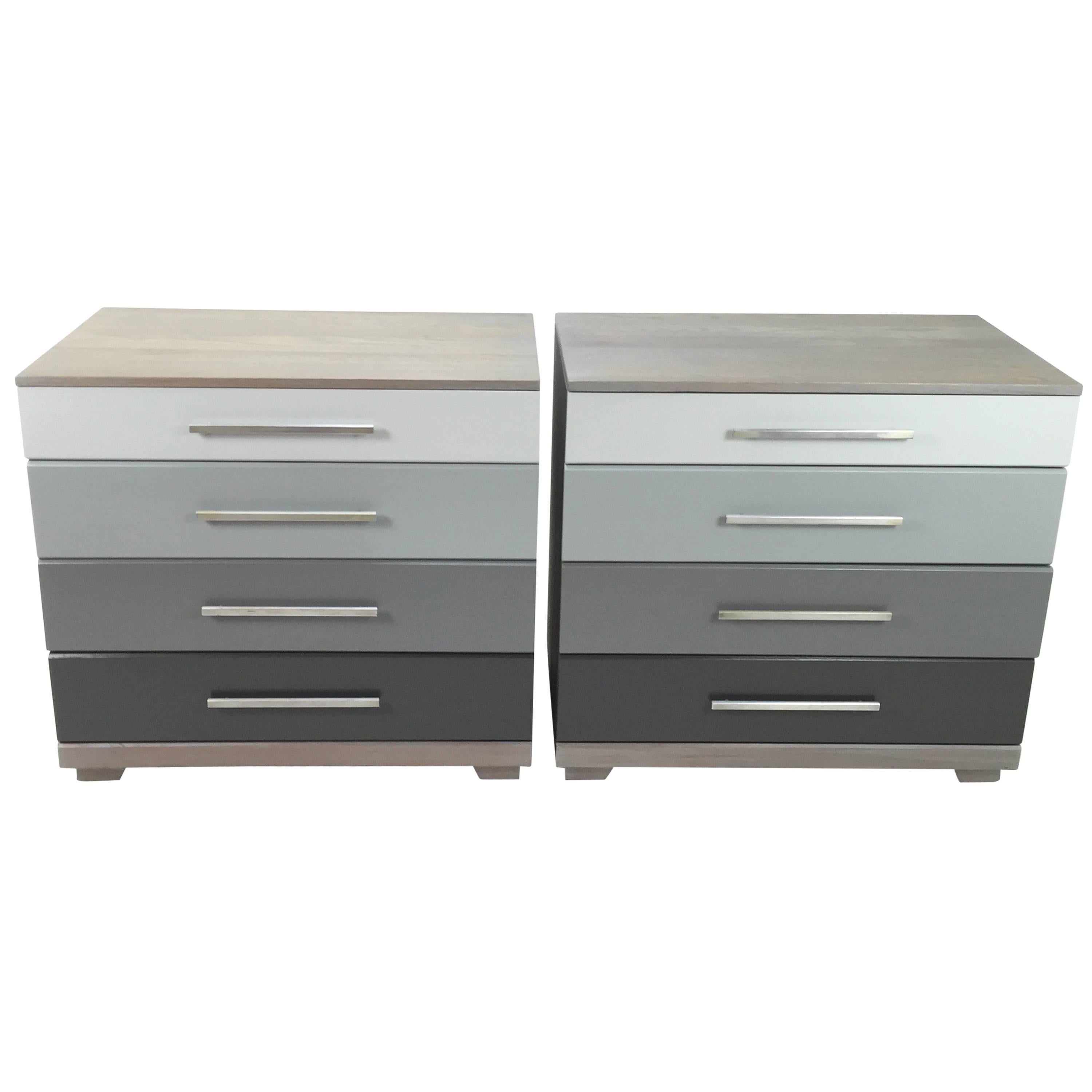 Pair of Grey Ombre Oak Chests by Raymond Loewy For Sale