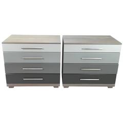 Pair of Grey Ombre Oak Chests by Raymond Loewy