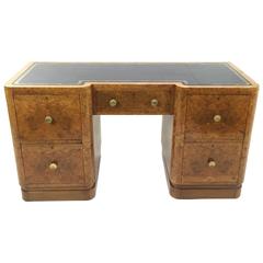 Used English Walnut Burl Art Deco Desk