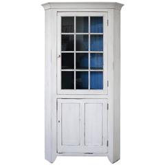 19th Century Painted Swedish Corner Cabinet Cupboard