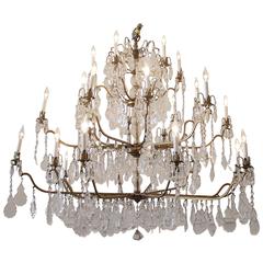 Early 20th Century Large Louis XV Style Drop Crystal Chandelier