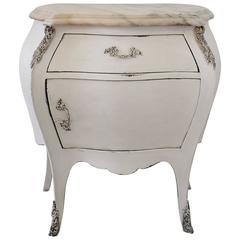 Petite Marble-Top Bombe Commode Nightstand