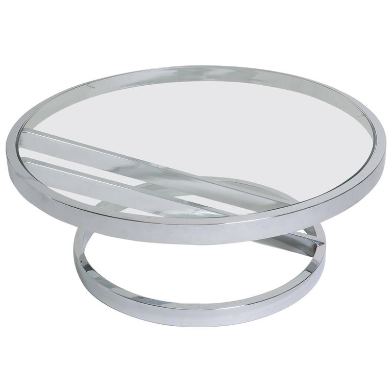 American Modern Milo Baughman Circular Chrome And Glass Coffee Table For Sale At 1stdibs