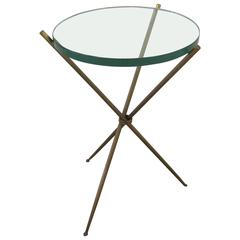 Vintage Modern Italian Brass and Glass Tripod Side Table after Gio Ponti, Italy