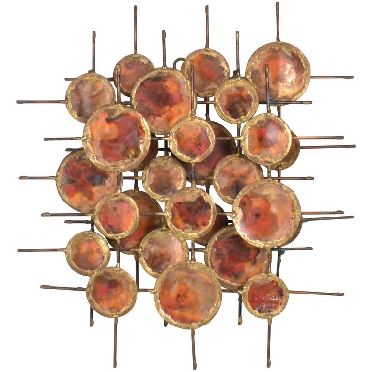 Signed Metal Art Wall Sculpture, USA, circa 1970 For Sale at 1stDibs
